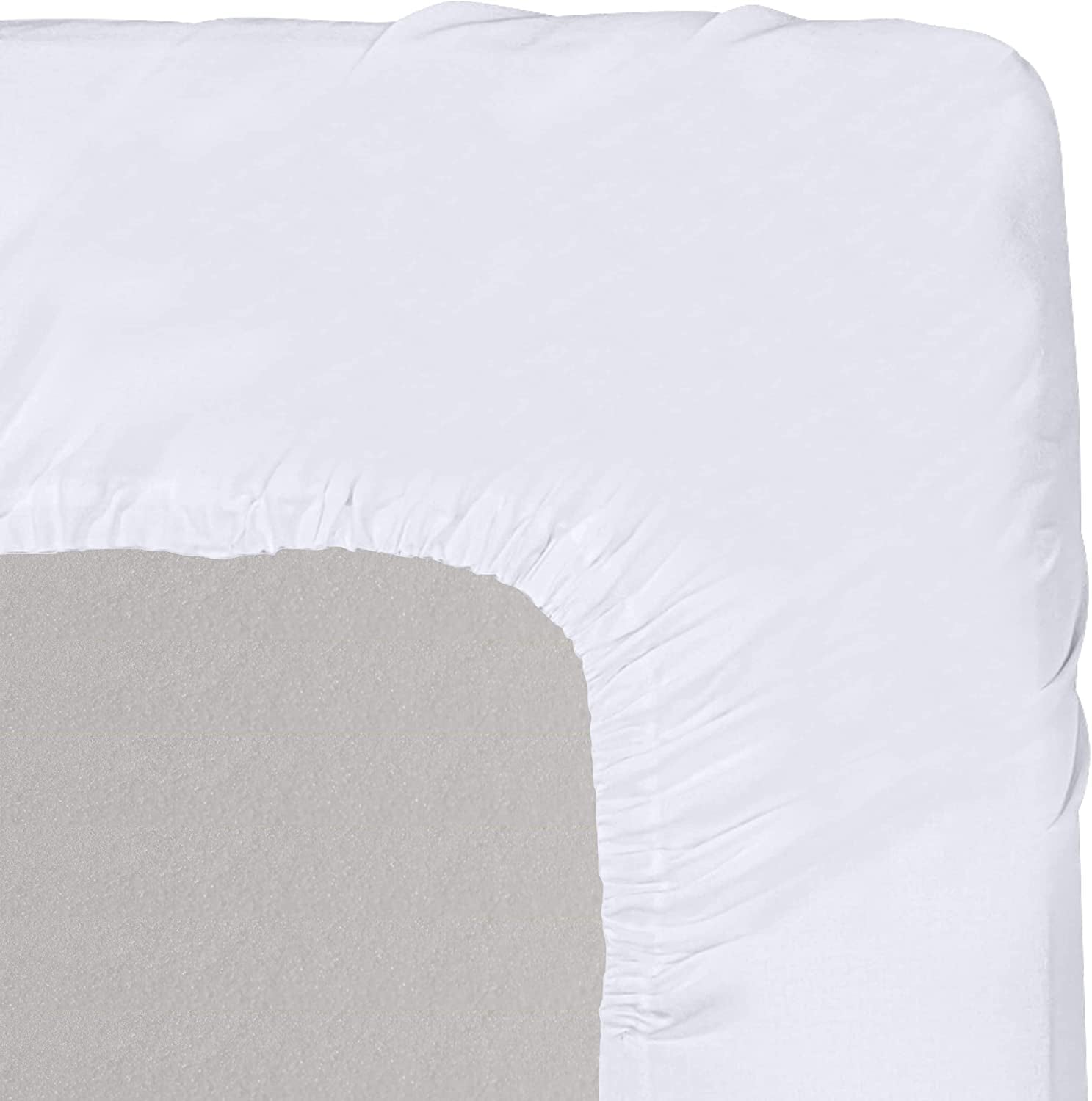 Quilted Fitted Mattress Pad - Mattress Cover - Mattress Topper - Mattress Protector Stretches up to 38 CM Deep - Not Waterproof - (Double, 135X190 Cm, White)