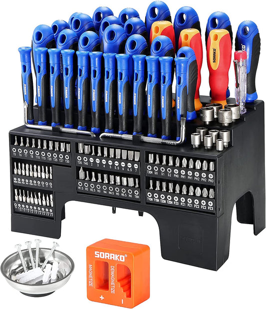 Screwdriver Set, 118 Pieces Magnetic Screwdriver Kit with Storage Rack Including 12 Precision Screwdrivers, Used for Furniture Repair, Assembly Assembly and Electronics Repair