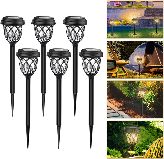 Solar Lights Outdoor - New 6 Pack Solar Garden Lights with Double Waterproof, LED Solar Path Lights for Landscape, Patio, Yard, Dusk to Dawn Auto On/Off (Warm White)