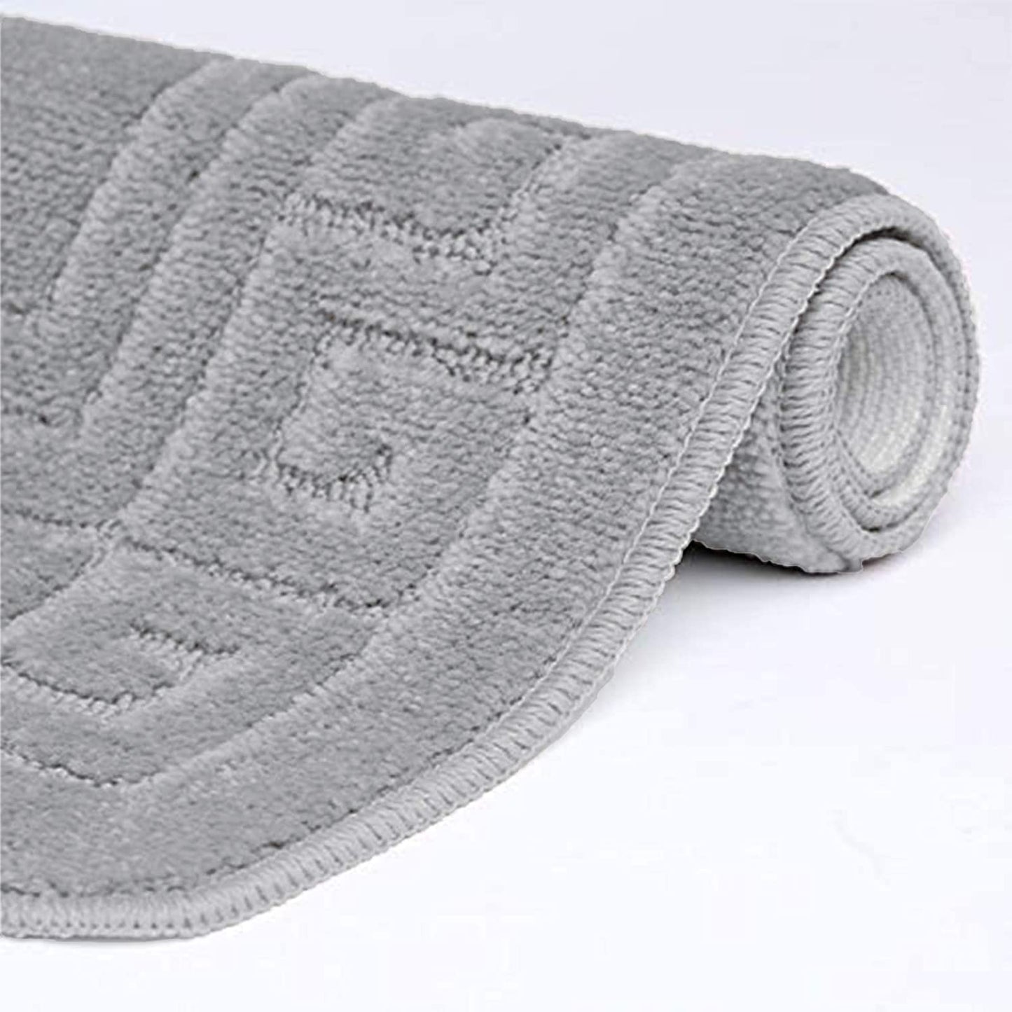 New Greek Style 2 Piece Bath Mat Set Non-Slip 13 Colours (Grey)