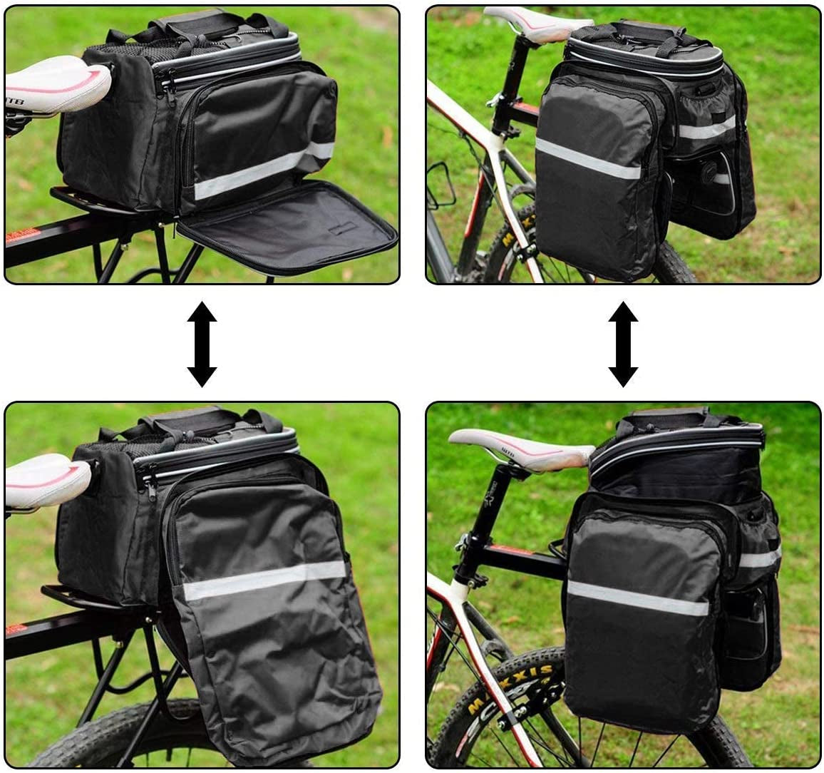 BODECIN Bicycle Pannier, Outdoor Waterproof Multi- Function Portable Bicycle Pack Bike Pannier Carrying Luggage Package Rack Panniers Rear Seat Trunk Bag with Rainproof Cover