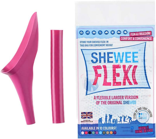 Flexi - Reusable Pee Funnel – a Flexible, Larger Version of the Original Female Urination Device since 1999! Quickly, Easily and Discreetly, Wee Standing Up. Comes with an Extension Pipe.