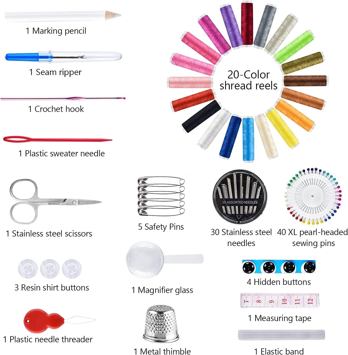 Sewing Kit, Small Sewing Kit 113 Piece Sewing Accessories with Zipper Case, for Home,Travel,Emergency,Adults and Beginners,With Mending,Scissors,Needles and Thread Kits Tape Measure Etc