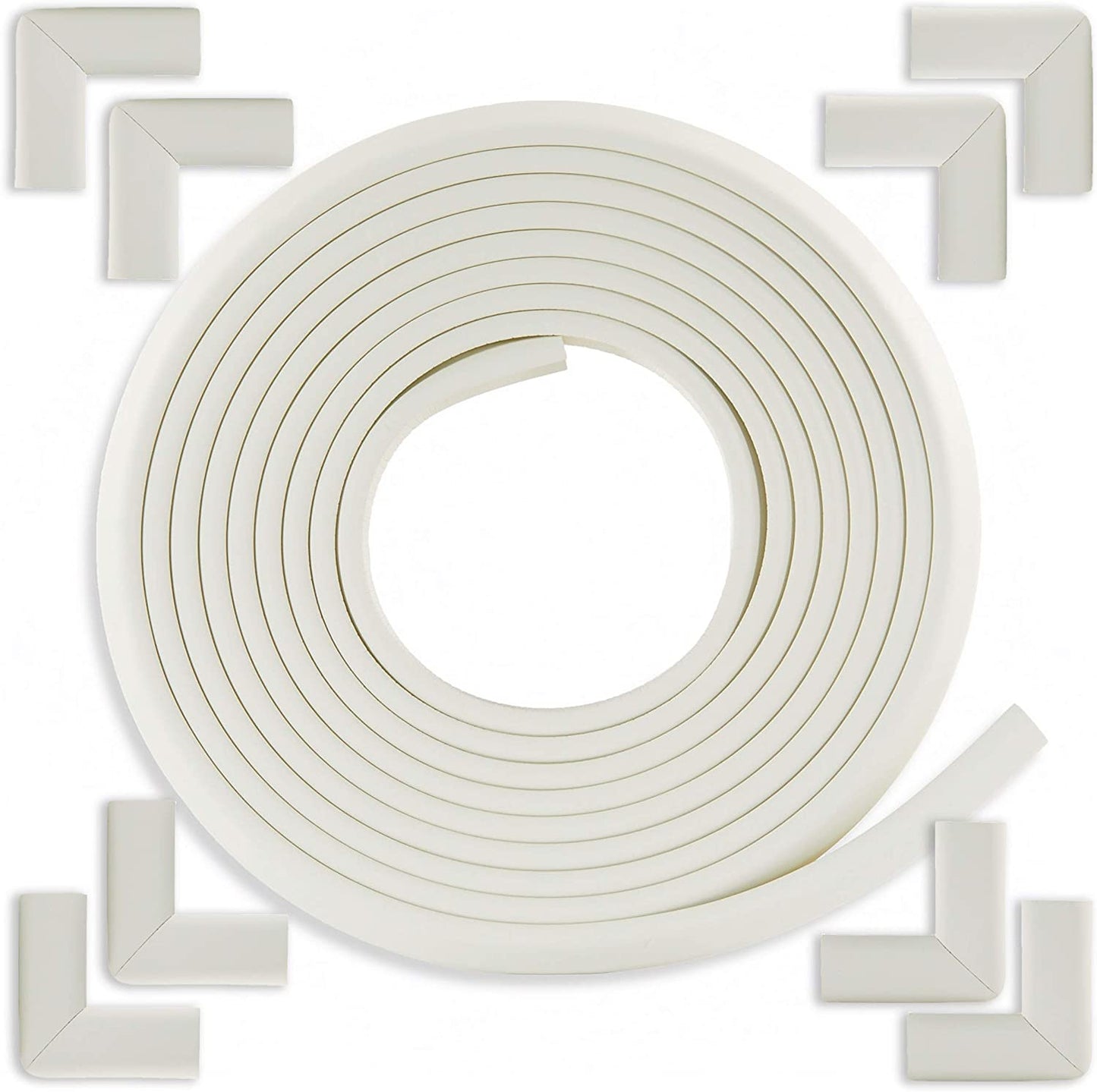 Bebe Earth 6M Baby Proofing Edge and Corner Guard Protector Set, 20 Feet Edges & 8 Corner Guards, Furniture and Tables Child Baby Proof Bumpers, Pre-Taped Corner Cushions - Oyster White