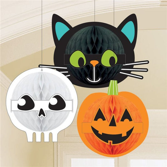 Hallo-ween Friends Honeycomb Decorations (3pk)