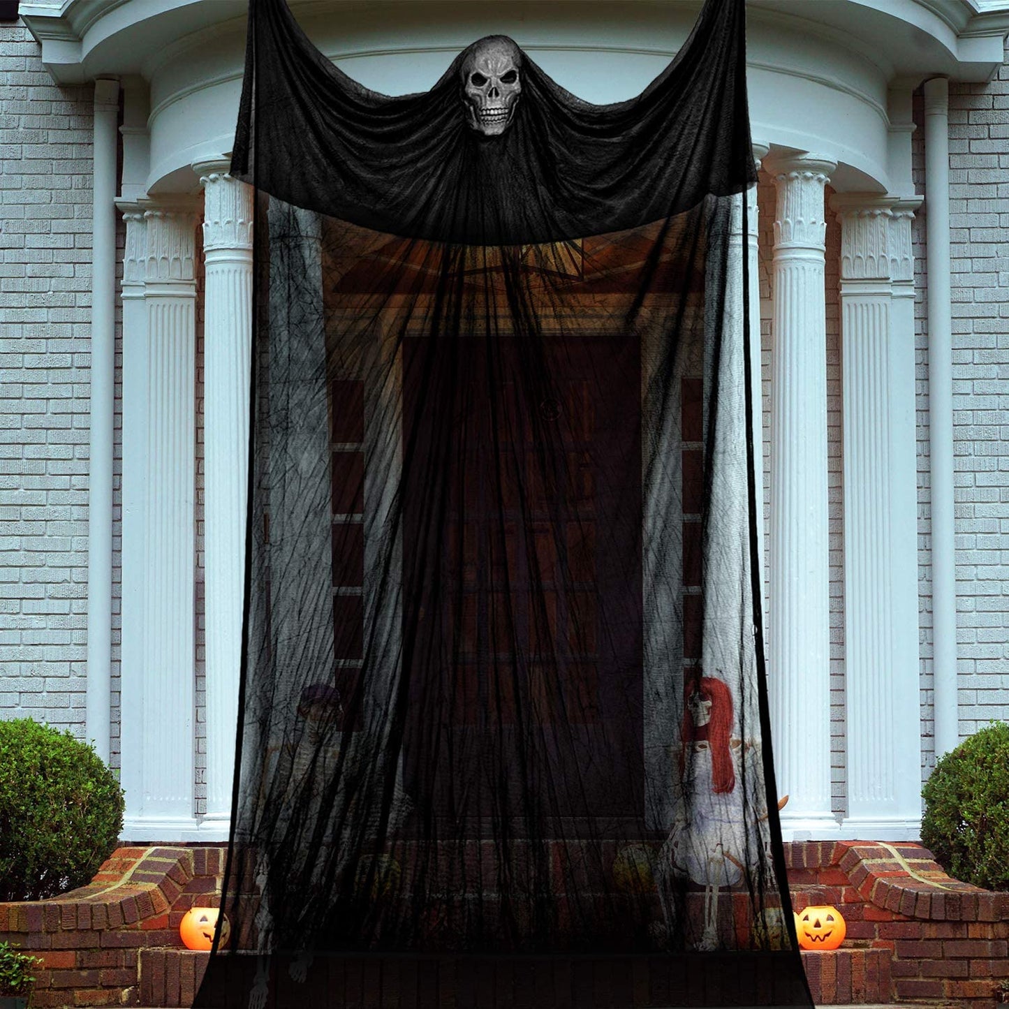 Halloween Hanging Ghost Decorations, Hanging Skeleton Ghost Scary Props for Home, Yard, Outdoor, Indoor, Party, Bar, Tree, Wall, Veranda, Porch, Eaves, Haunted House (Black)