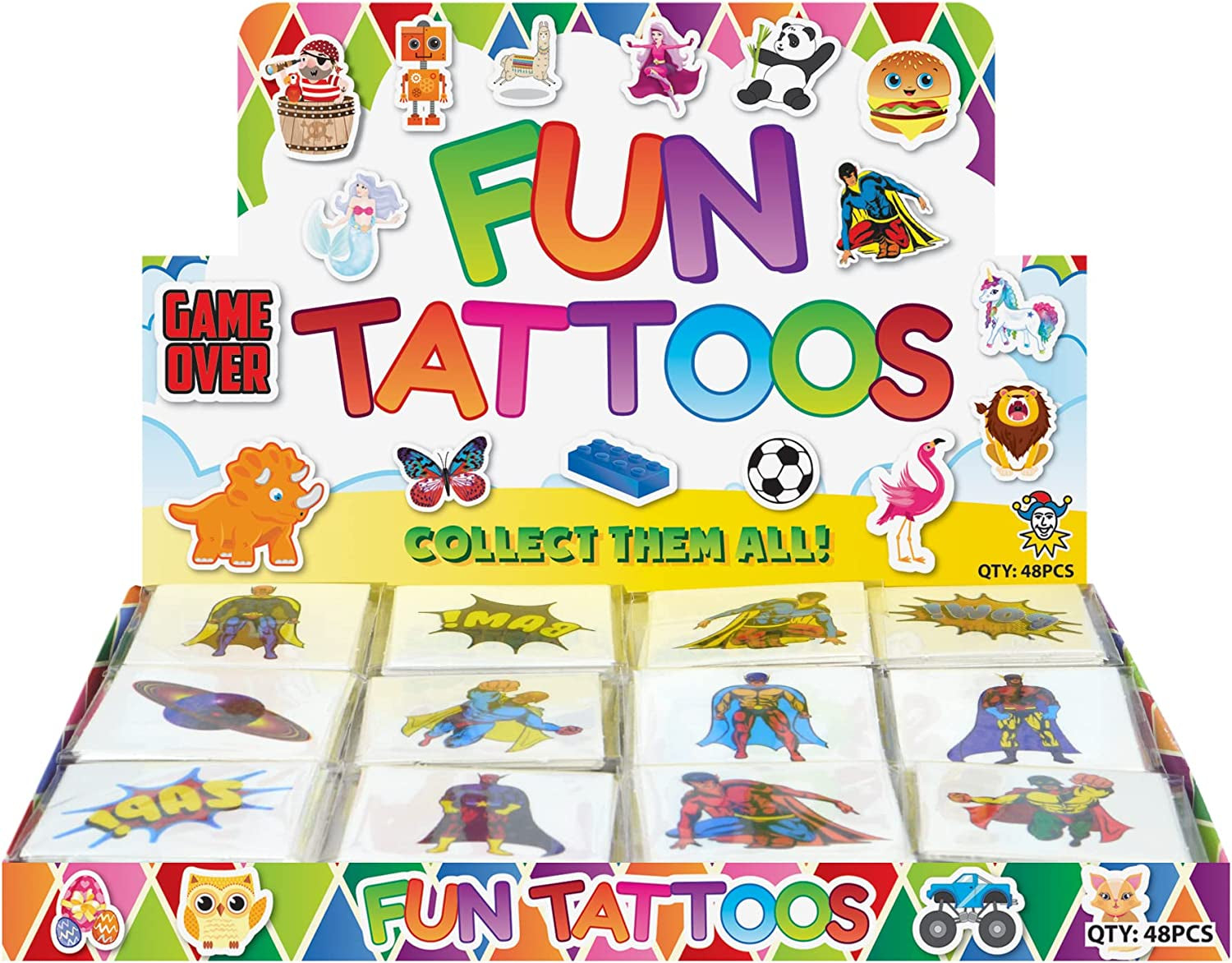 24 Pack of Superhero Temporary Tattoos for Children Kids by - Party Goody Bag Fillers