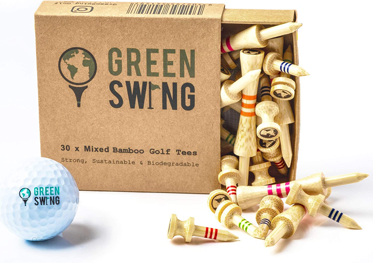 Bamboo Golf Tees Mixed Sizes | Strong Sustainable Biodegradable | 30Pcs