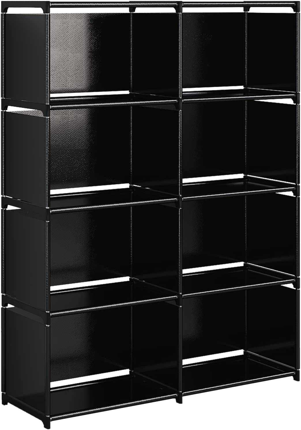 5-Tiers Portable Bookshelf with Fabric Cloth at Back, 8 Cube Closet Storage Organiser Bookcase, Living Room,Study Room,Bedroom, Black