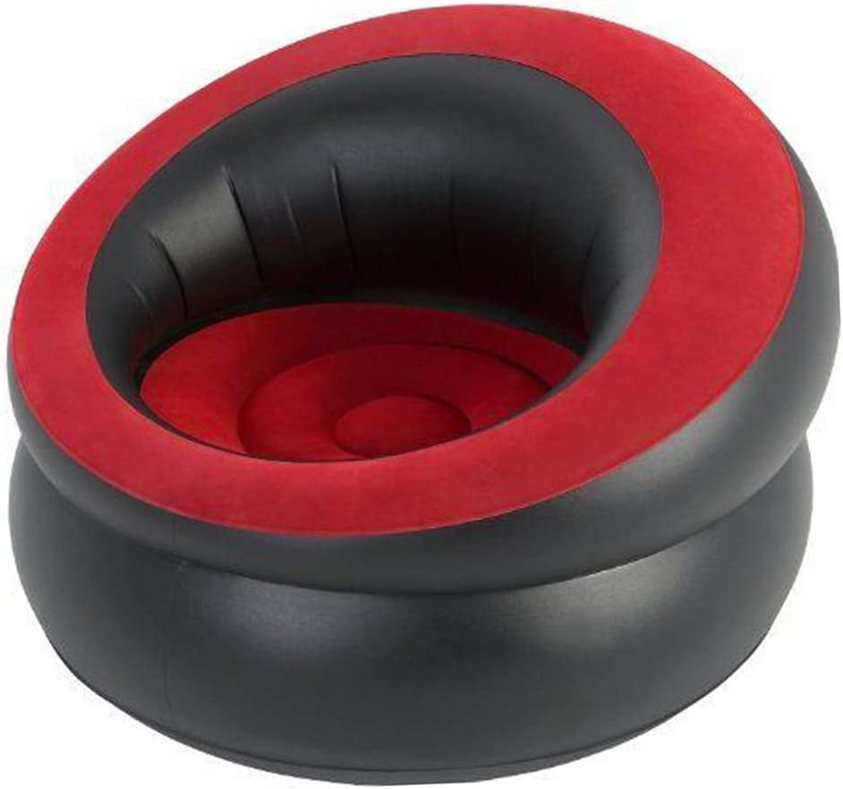 Inflatable Chair Sofa Blow up Seat Gaming Lounger Indoor Outdoor Camping Garden Stylish Red Design Soft Plush Fabric Single
