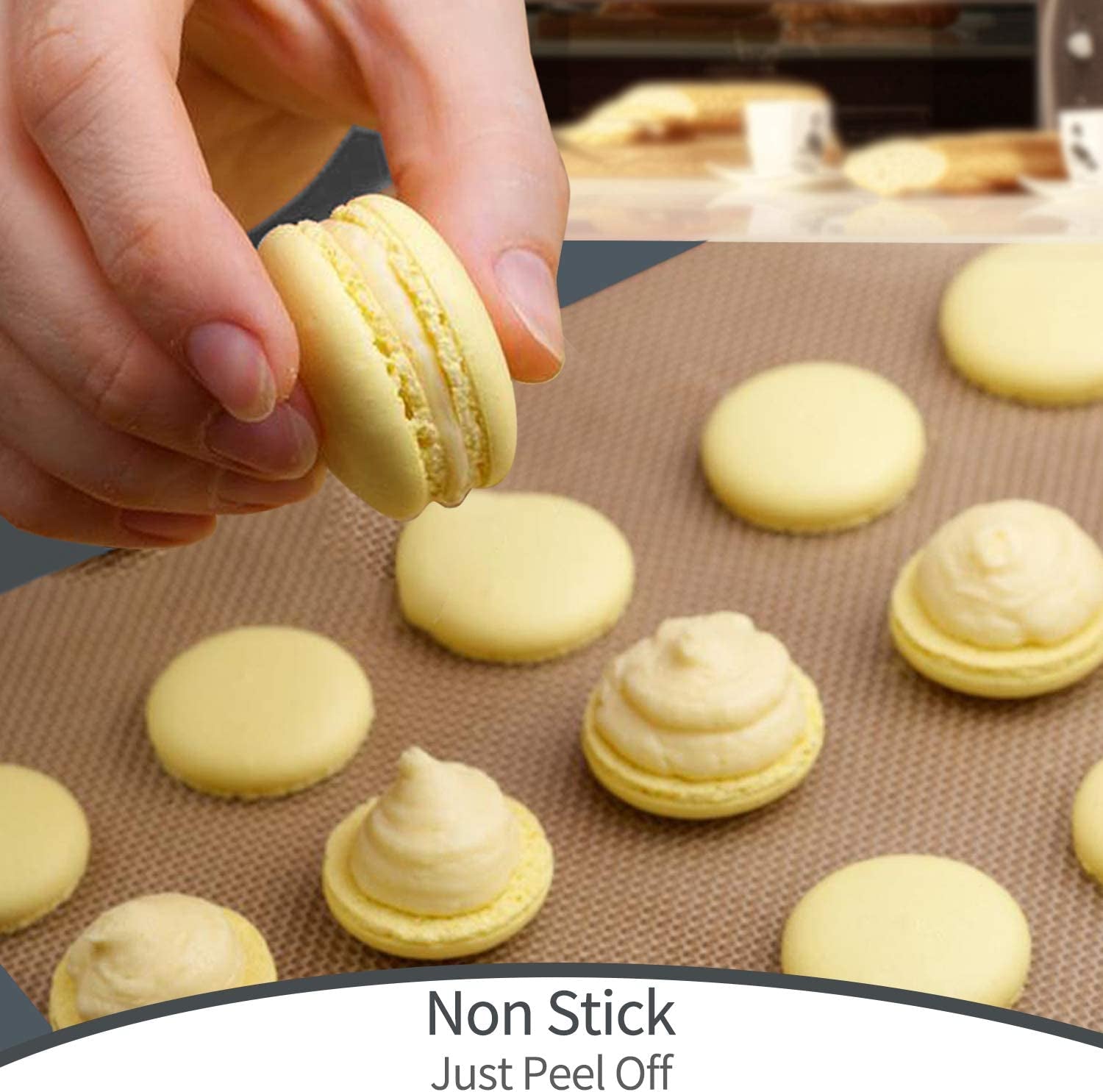 Silicone Baking Mats - Set of 2 Non-Slip Washable Reusable Baking Tray, Heat-Resistant Cooking Bakeware Mat, BPA Free (Gray)