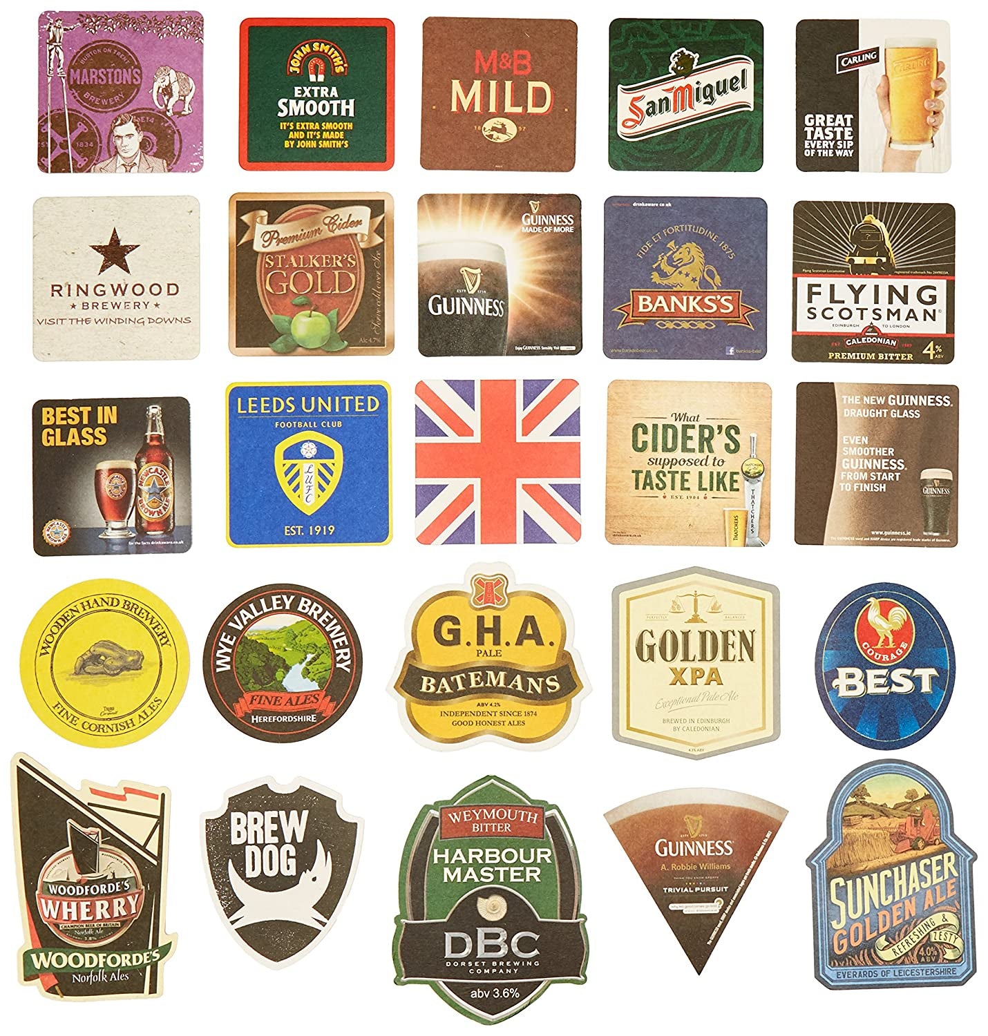 Traditional Beer Mats, Multi-Colour, Pack of 25