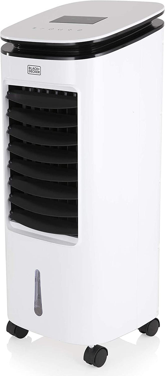 BLACK+DECKER BXAC65002GB Digital Air Cooler, 3 Speed Settings with 7 Litre Water Tank, LED Display with Soft Touch Controls and 7.5 Hour Timer, Remote Control 65 W, White