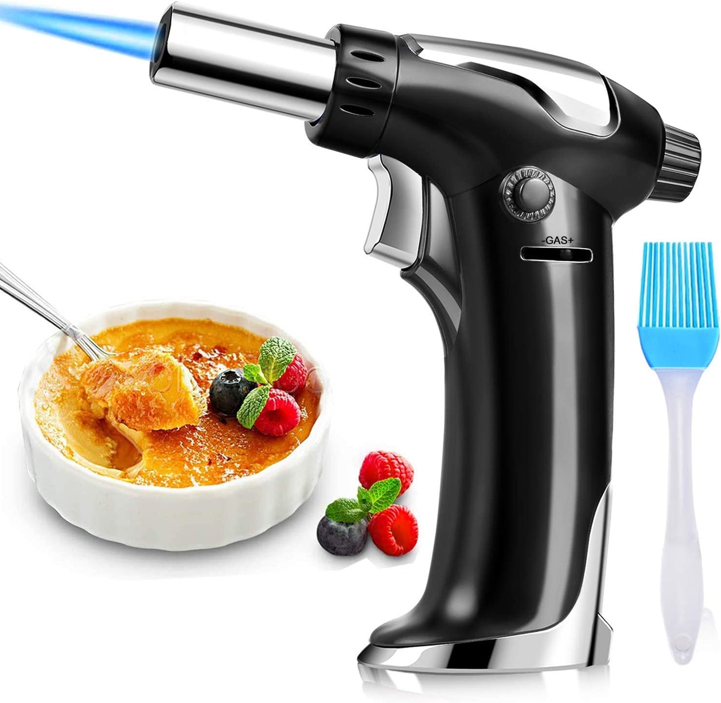 Butane Torch, Culinary Torch Refillable Kitchen Cooking Torch Lighter with Safety Lock and Adjustable Flame for Baking Brulee Creme Cooking BBQ Crafts(Butane Gas Not Included)…