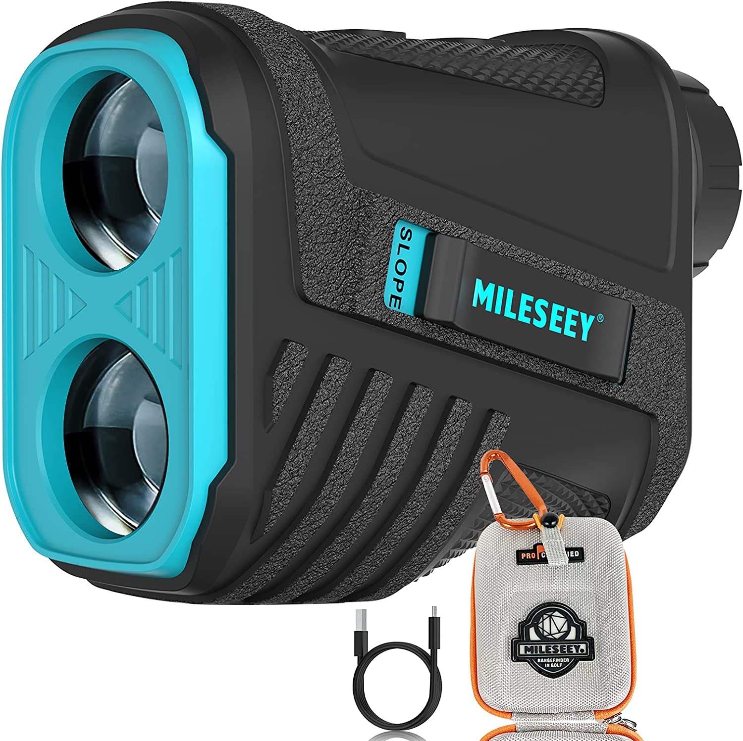 Rechargeable Golf Range Finder with Slope, Mileseey Pf280Pro 656Yard Range Finder with Precise Flag Pole Lock, 6X Magnification, Golf Scanning, Distance/Speed Measurement for Hunting/Golf