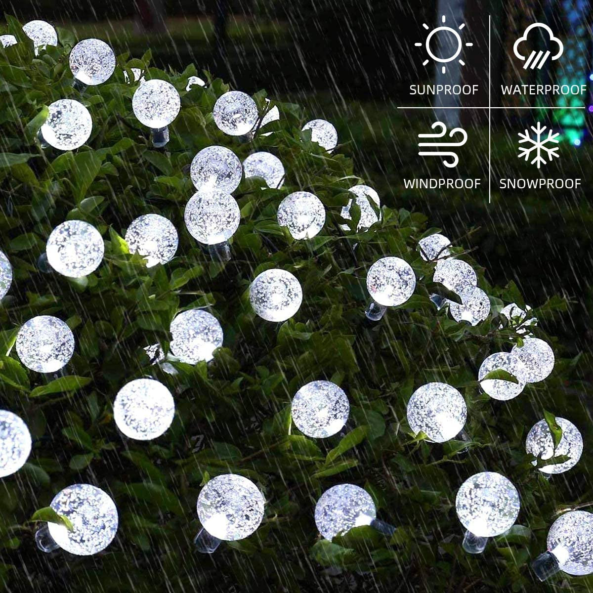 Solar Lights Outdoor Garden Lights Solar Powered 23Ft 50 LED Fairy Lights 8 Modes Auto On/Off Outdoor Christmas Lights Waterproof Globe String Lights for Garden Gazebo Patio Party Xmas Tree Ulanox