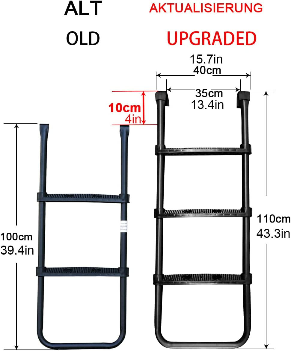 Universal Trampoline Accessories, 43.3In 3Steps Trampoline Ladder & 4Pcs Trampoline Anchor Kit & Storage Bag