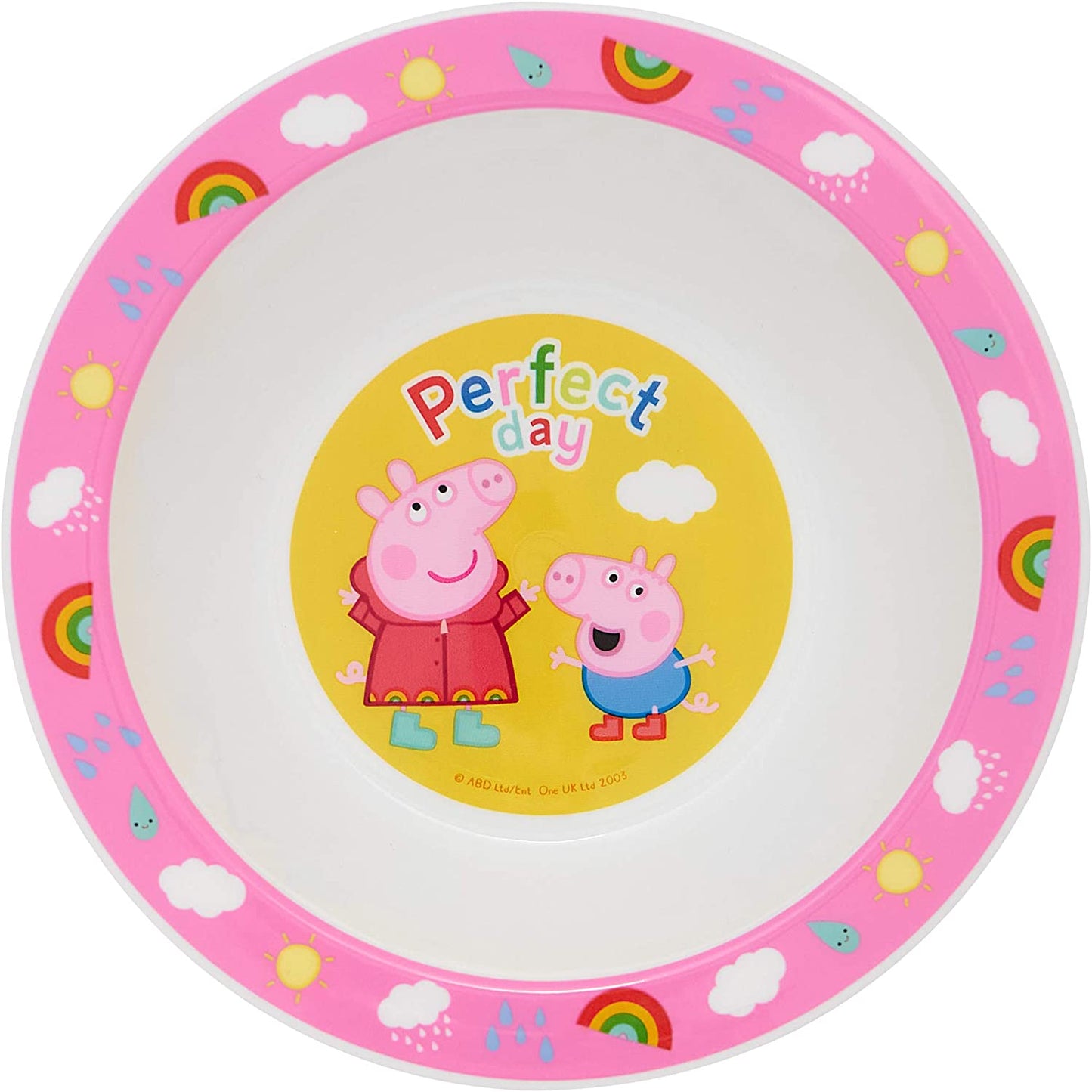 Perfect Day Kids Tableware 3 Piece Reusable PP Plate, Bowl & Cup Children – Peppa, George Tumbler & Dinnerware Set for Mealtimes – for 24 Months & Up, Re-Usable Plastic, Pink
