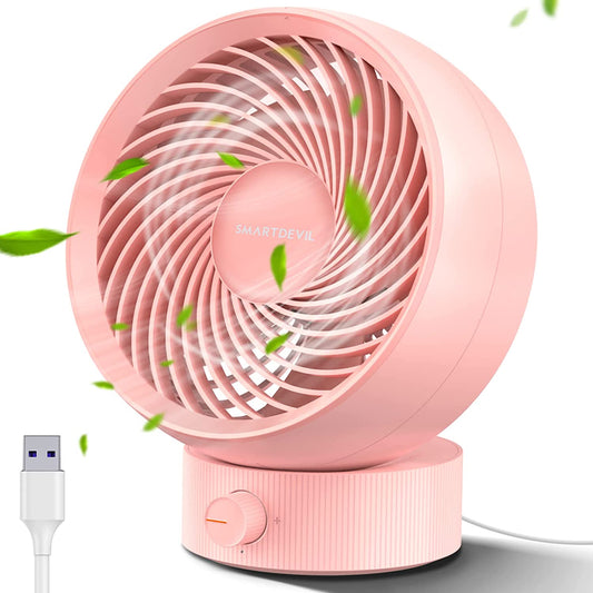 Desk Fan, USB Desk Fan, Desk Fan Silent, Stepless Speed Desk Desktop Fan Table Cooling Fan with Usb-Powered, Strong Wind, Quiet Operation, for Home Office Bedroom (Cherry Pink)