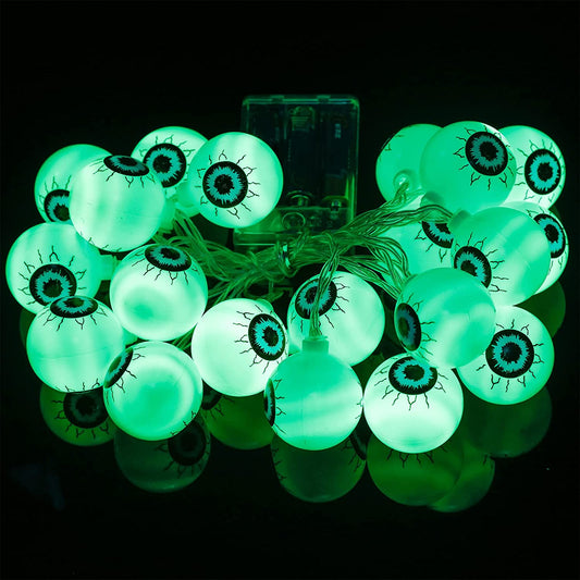 Halloween Lights, String Lights Battery Operated Indoor Decorations (10Ft 20LED Green Eyeballs)