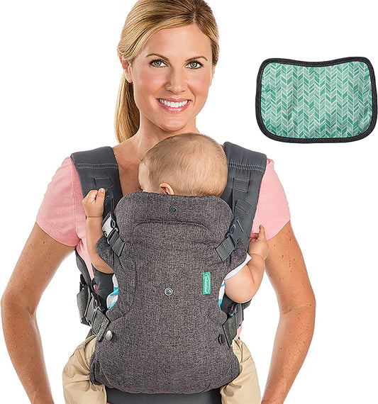 Flip Advanced 4-In-1 Carrier with Bib - Ergonomic, Convertible, Face-In and Face-Out Front and Back Carry for Newborns and Older Babies, 8-32 Lbs / 3.6-14.5 Kg