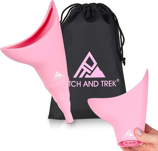 Female Urinal, Travel Urination Device W/Carry Bag, Road Trip, Camping & Hiking Essentials for Women, Festival Accessories, Pink