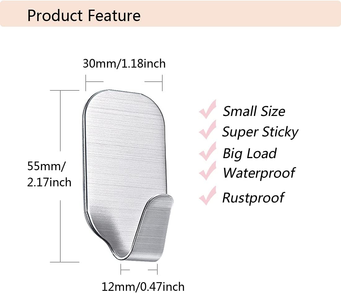 Pack of 8, Wall Hooks & Hangers Detachable Self Adhesive Seamless  Transparent No Nails Drill Hooks