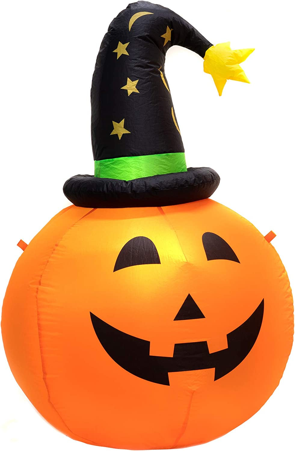 Halloween Decorations Outdoor Inflatable Pumpkin with Witch Hat 1.1M with LED Lights for Halloween Yard Decoration and Party