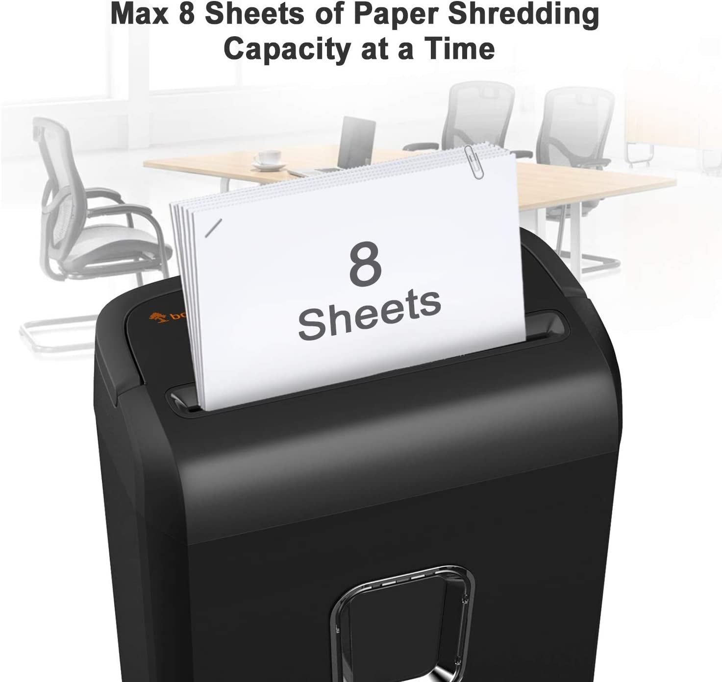 8-Sheet Cross Cut Shredder, P-4 High-Security Paper Shredder for Home & Small Office Use, Shreds Credit Cards/Staples/Clips, Portable Handle Design with 13-Litre Wastebasket, Black (C234-B)