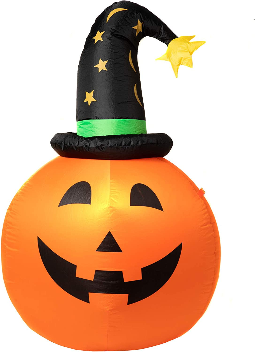 Halloween Decorations Outdoor Inflatable Pumpkin with Witch Hat 1.1M with LED Lights for Halloween Yard Decoration and Party