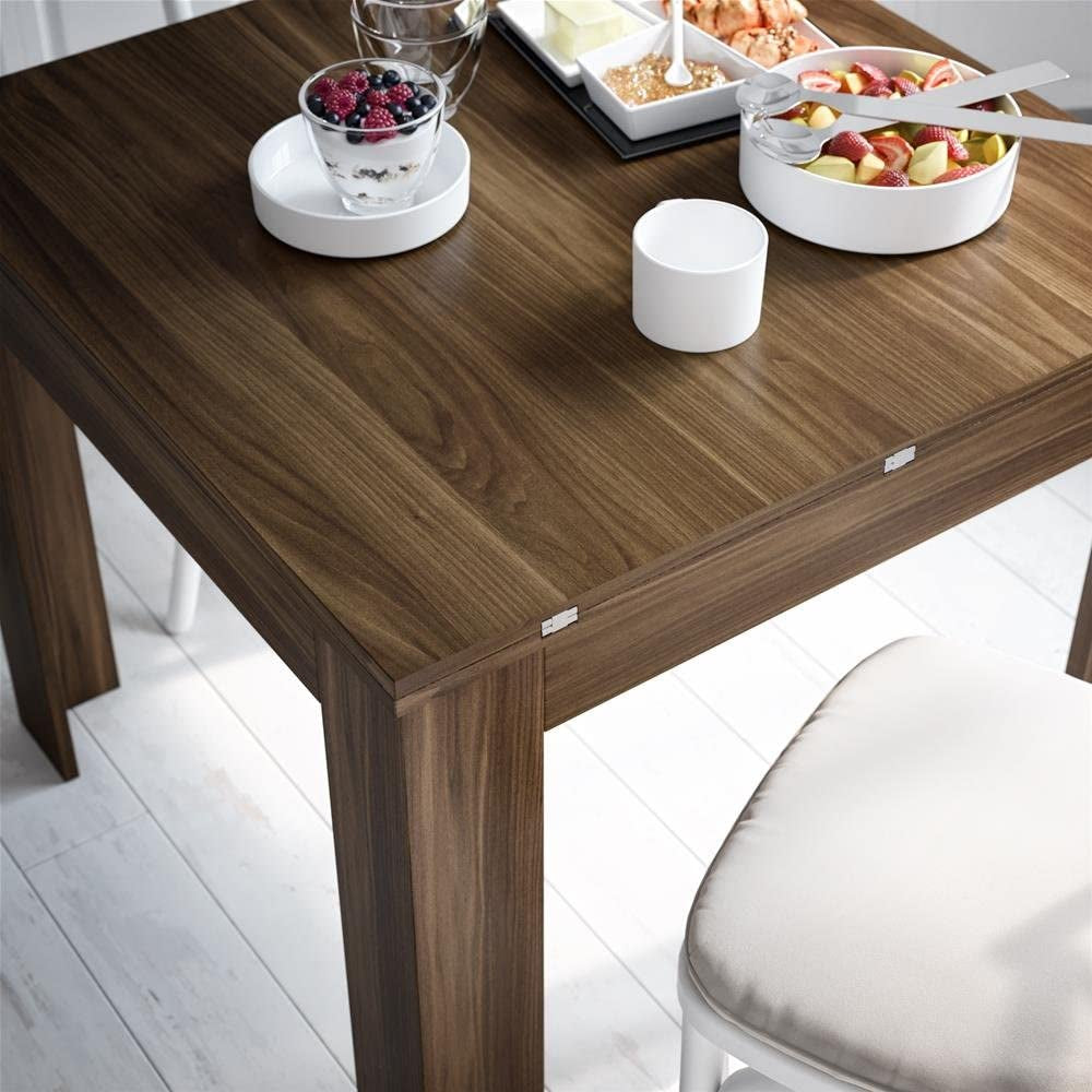 , Square Extendable Dining Table, Eldorado, White Ash, Laminate-Finished, Made in Italy