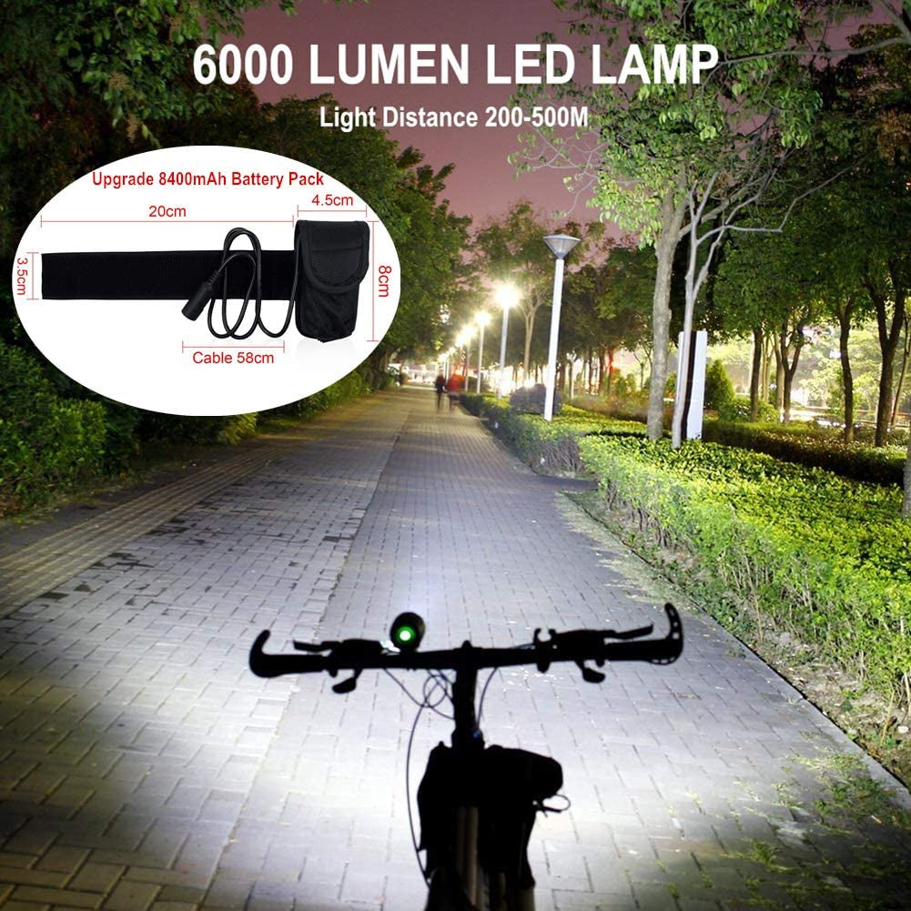 Bike Lights, 6000 Lumens 5 LED Bicycle Light,Waterproof Mountain Bike Front Light with Rechargeable Battery Pack,3 Modes Bicycle Lights Front Headlamp for Cycling Safety