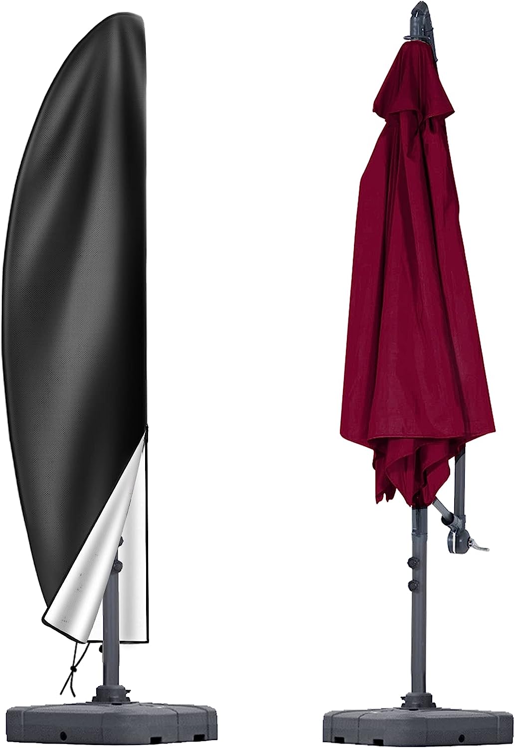 Cantilever Parasol Cover Waterproof, Fit for 2.5M 2.7M 3M 4M Patio Large Overhanging Outdoor Parasol,600D Oxford UV Resistant Windproof Garden Umbrella Cover with Zip