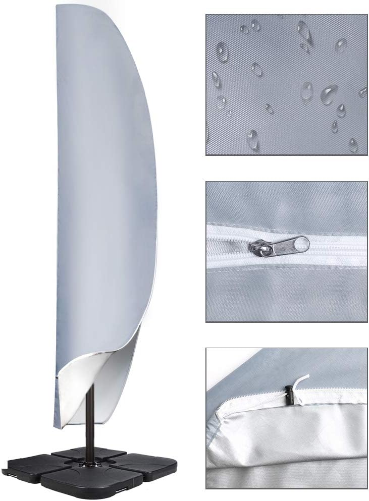 Cantilever Parasol Cover Waterproof, Fit for 2.5M 2.7M 3M 4M Patio Large Overhanging Outdoor Parasol,600D Oxford UV Resistant Windproof Garden Umbrella Cover with Zip