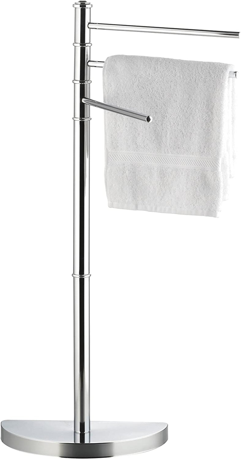 Axentia Lianos Free-Standing Swivel Towel Holder Rack, Chromed Metal Hand Bath Towel Stand, Bathroom Towel Hanger with 3 Adjustable Arms and Semicircular Base, Approx. 32,5 X 86 X 17,5 Cm High, Silver