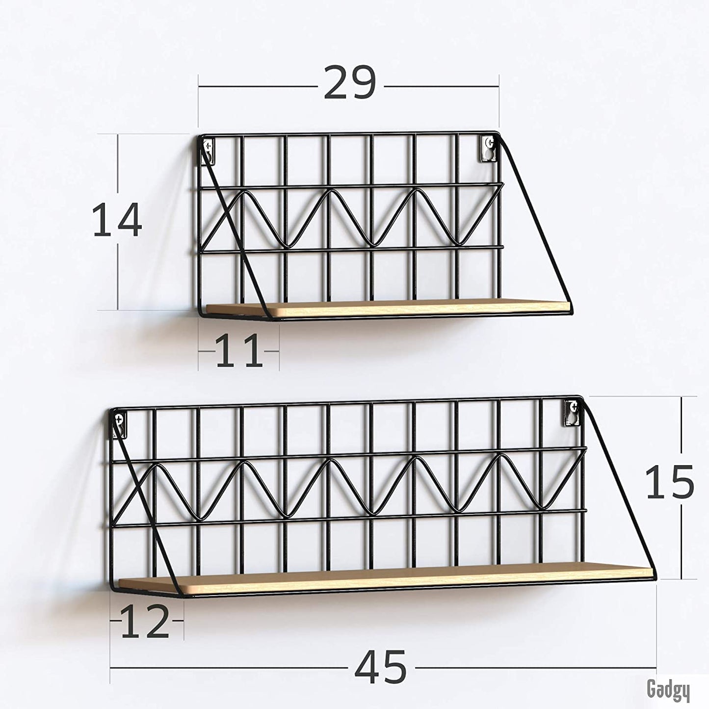 Floating Shelves | Set 2 Piece Shelves for Wall | Small Shelf | Wooden Shelves | Wire Shelf | Floating Shelves Wood | Black Metal Shelf | Rustic Floating Shelves | Home Accessories Living Room
