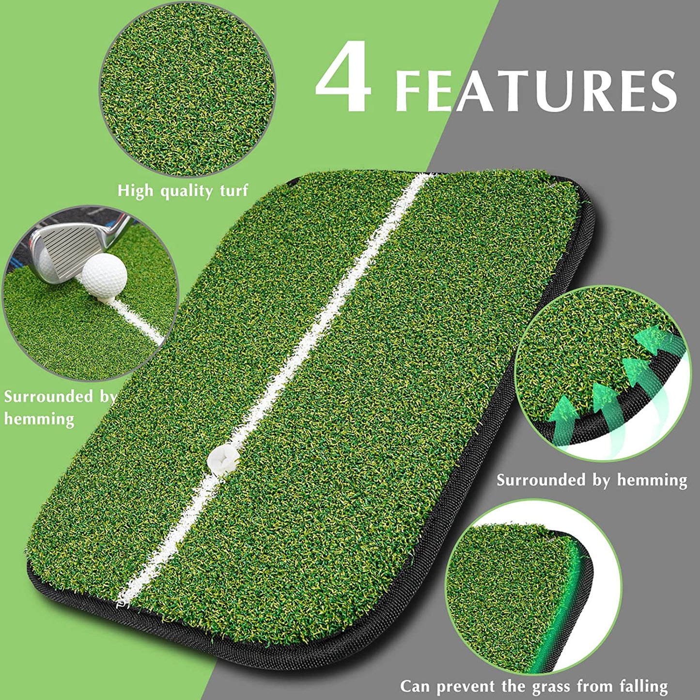 Golf Mats, Turf Golf Hitting Mat, 14.5"X10.6" Portable Mini Golf Hitting Mat, Professional Golf Fairway Strike Hitting Mat for Garden/Backyard, Indoor & Outdoor