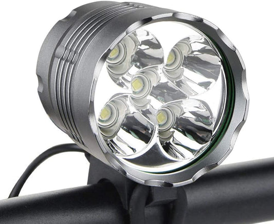 Bike Lights, 6000 Lumens 5 LED Bicycle Light,Waterproof Mountain Bike Front Light with Rechargeable Battery Pack,3 Modes Bicycle Lights Front Headlamp for Cycling Safety