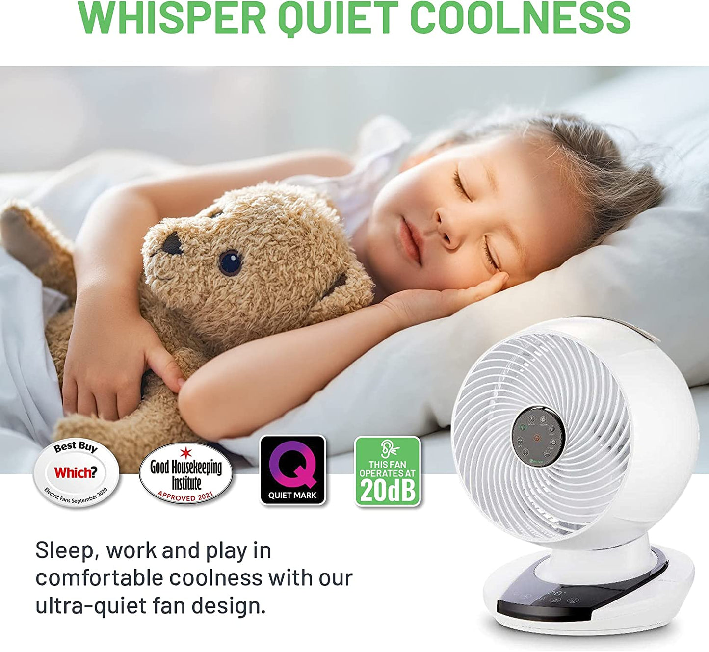 fan 1056 Air Circulator Award-Winning, Super-Quiet, Energy-Efficient Desk Fan for Bedroom and General Home Use [Energy Class A]