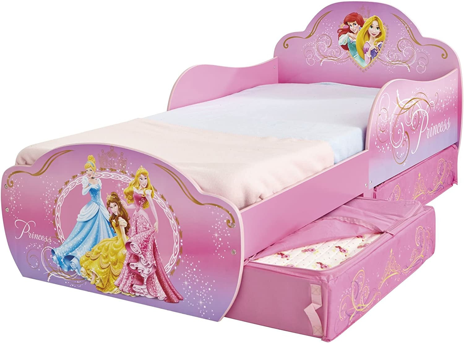 Kids Toddler Bed with Underbed Storage by Hellohome, Pink, 143.00X77.00X63.00 Cm