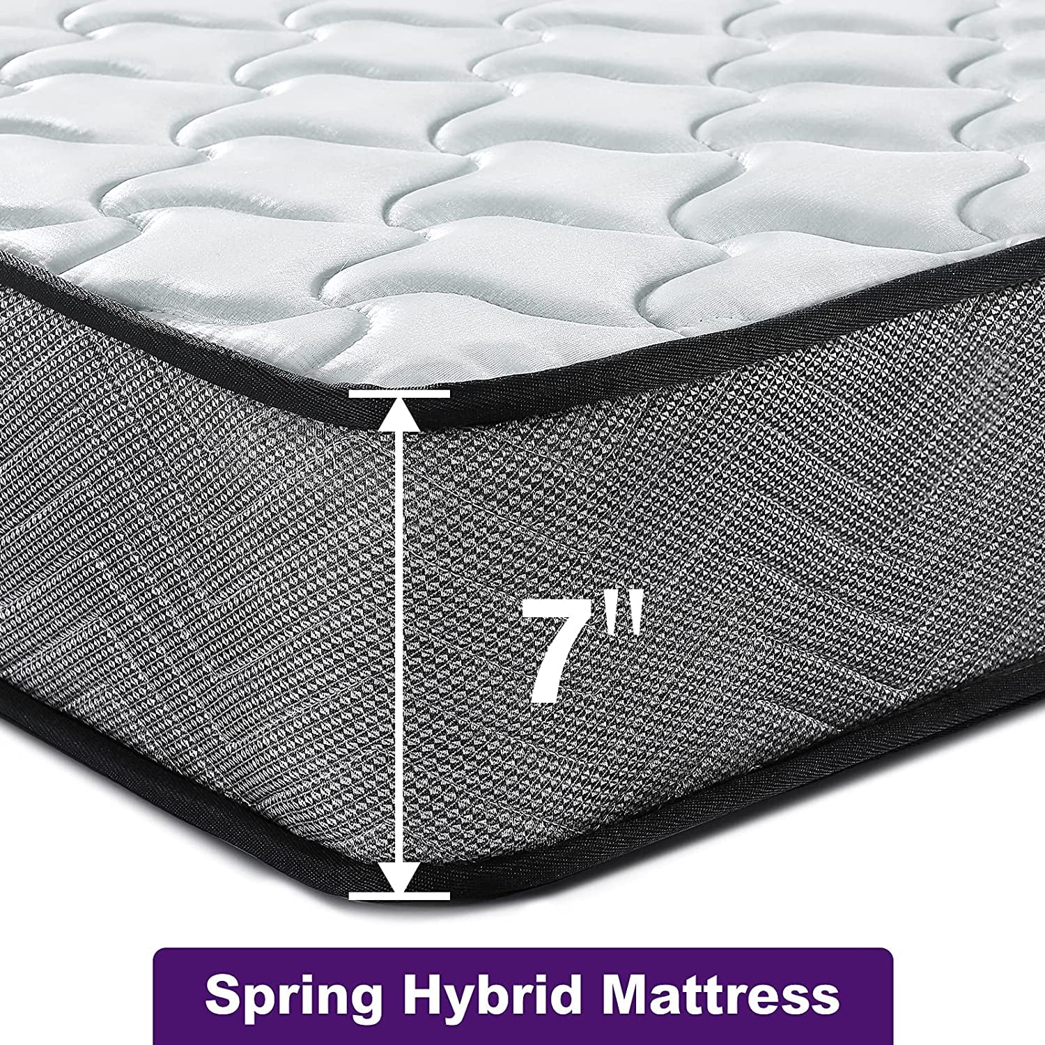 3FT Memory Foam Spring Hybrid Mattress Breathable and Medium Firm Feel - Single: 90Cm X 190Cm