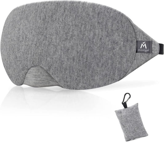 Cotton Sleep Eye Mask - Updated Design Light Blocking Sleep Mask, Soft and Comfortable Night Eye Mask for Men Women, Eye Blinder for Travel/Sleeping/Shift Work, Includes Travel Pouch, Grey