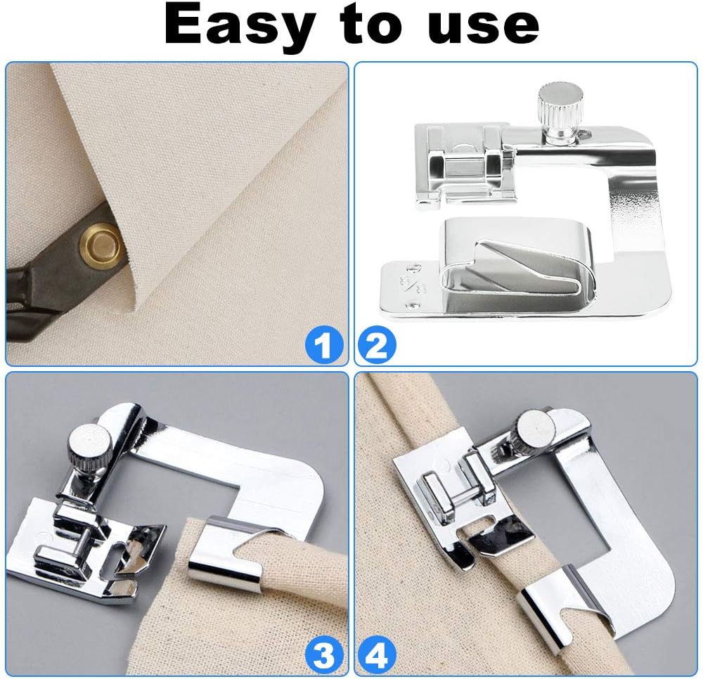 6 Sewing Machine Presser Kit,3 Narrow Rolled Hem Sewing Machine Presser Foot (3/4/6Mm),3 Rolled Hem Pressure Foot Sewing Machine Presser Foot Hemmer Foot Set (4/8,6/8,8/8Inch) for Household
