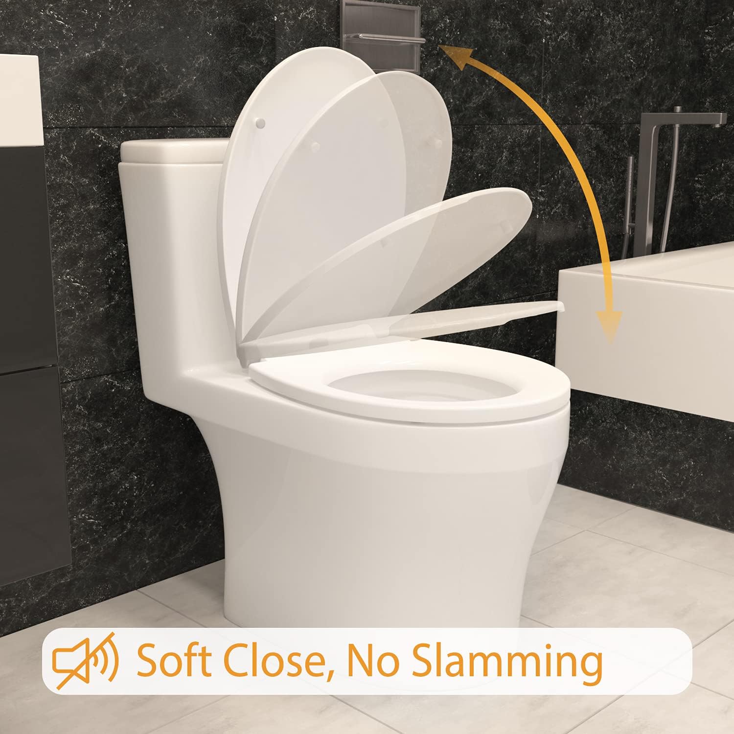 Toilet Seat with Soft Close Quick Release for Easy Clean Oval Toilet Seat Standard Size Toilet Seat Durable Loo Seat Comes with Two Fitting Options by ®