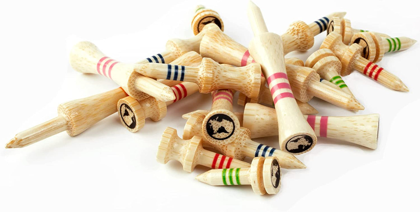 Bamboo Golf Tees Mixed Sizes | Strong Sustainable Biodegradable | 30Pcs