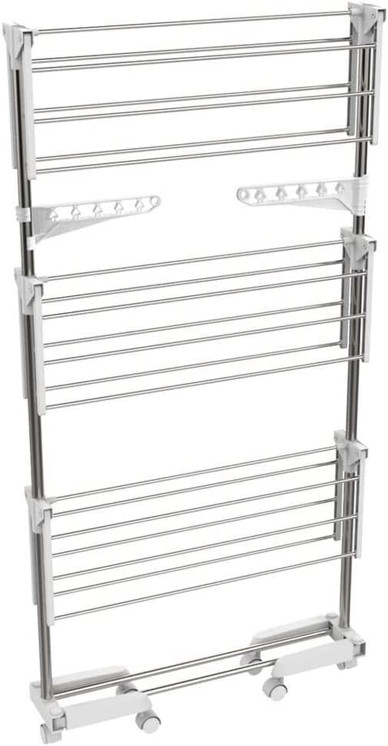 Clothes Airer Drying Rack Extra Large 3 Tier Clothes Drying Rail Stainless Steel Folds Flat for Easy Storage