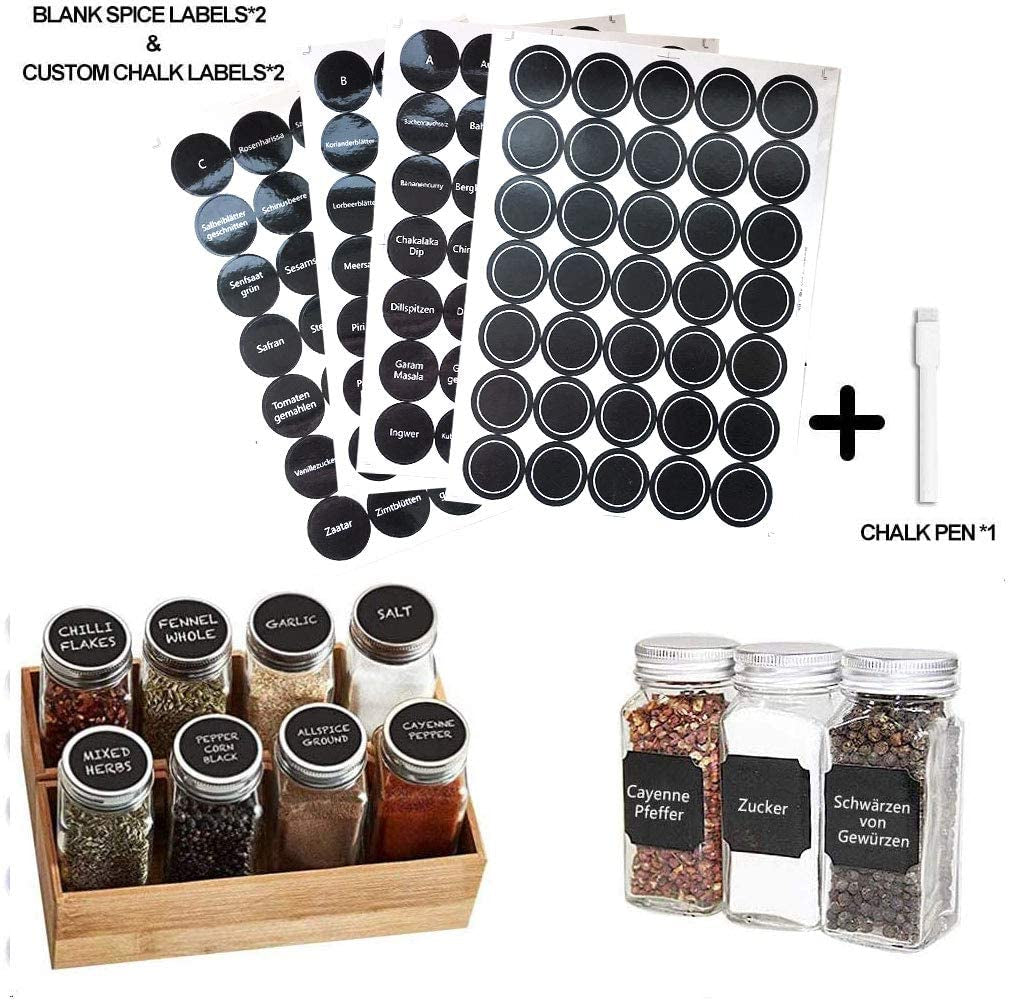 24PCS Glass Spice Jars with Shaker Lids-4Oz Square Spice Jar with Label, Shaker Insert Tops, Airtight Cap，Chalkboard Pen, Wide Funnel, for Spice Herbs Seed and Small Items Storage and Organization