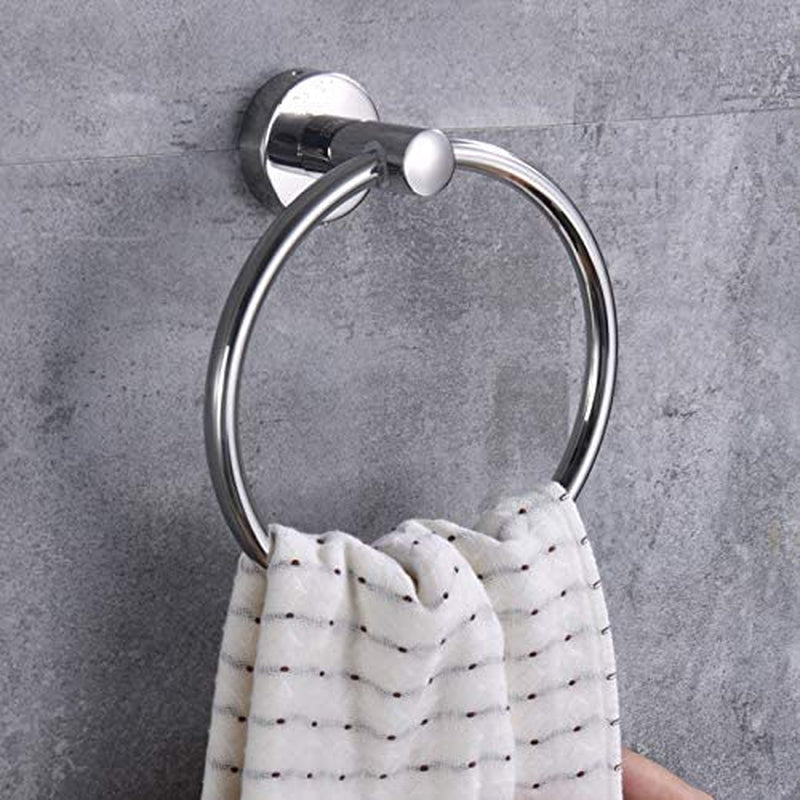 JXFSSY Stainless Steel Towel Ring - Bath Towel Holder Hand Towel Ring 6.29 In/16 Cm, Hanging Towel Hanger Bathroom Accessories Contemporary Hotel Square Style Wall Mount (Classic)