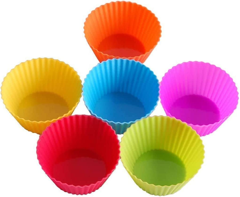 Cupcake Molds, 24 Pack Reusable Silicone Baking Cases Muffin Molds