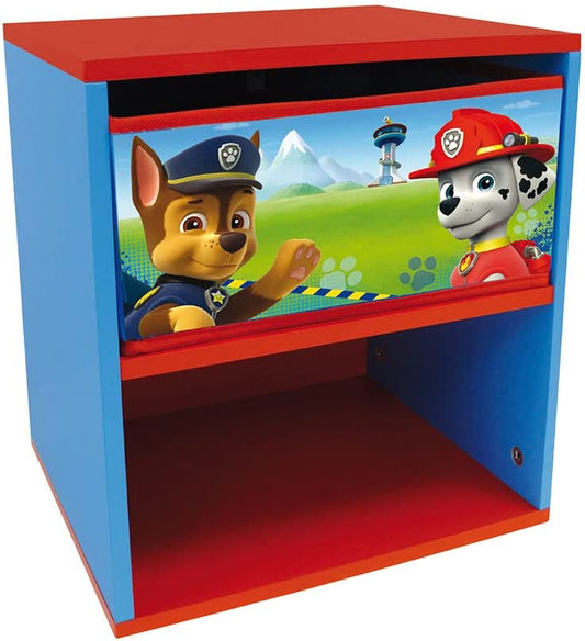 712533 PAW Patrol Children'S Bedside Table with Drawer MDF Wood/Blue Non-Woven Fabric 33 X 30 X 36 Cm